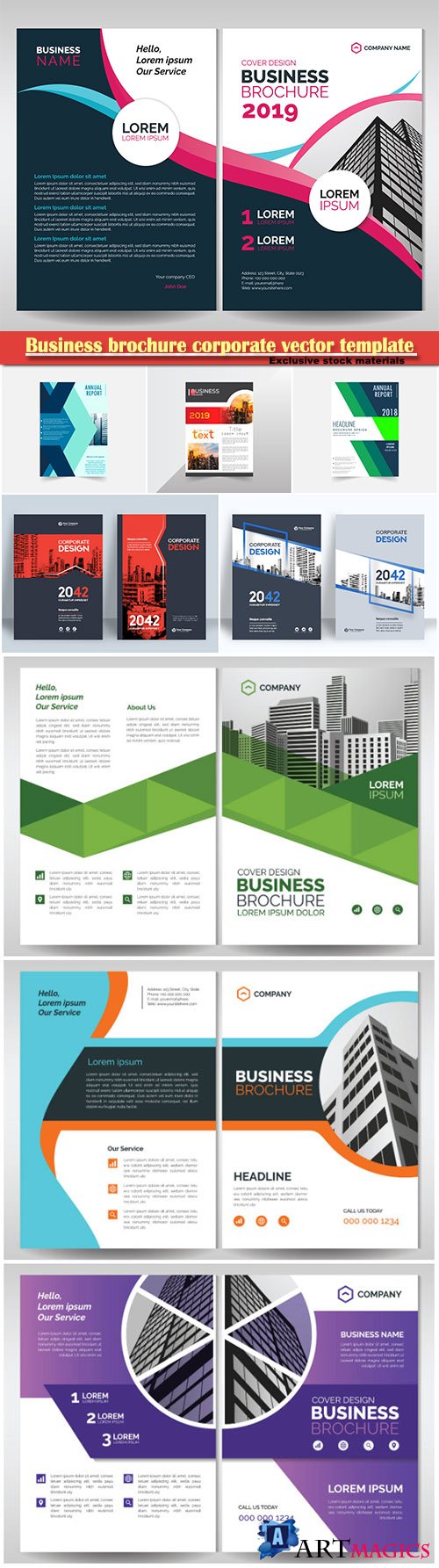 Business brochure corporate vector template, magazine flyer mockup # 55