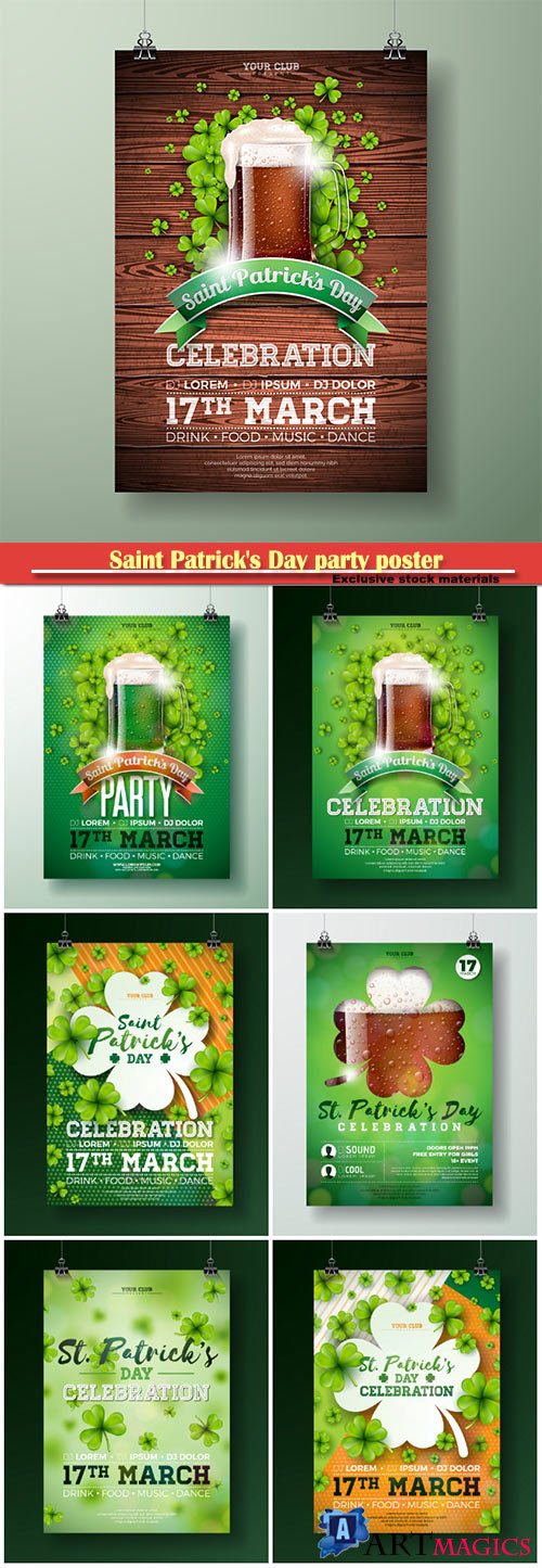 Saint Patrick's Day party flyer Illustration holiday design