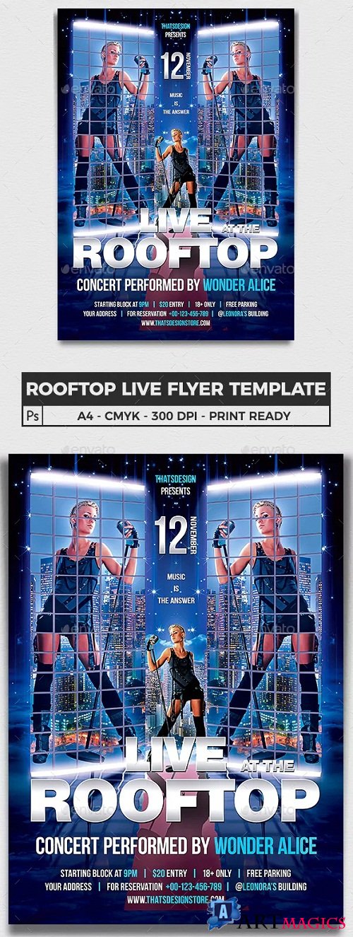 Rooftop Live Flyer Template - 6516037 - 90496
