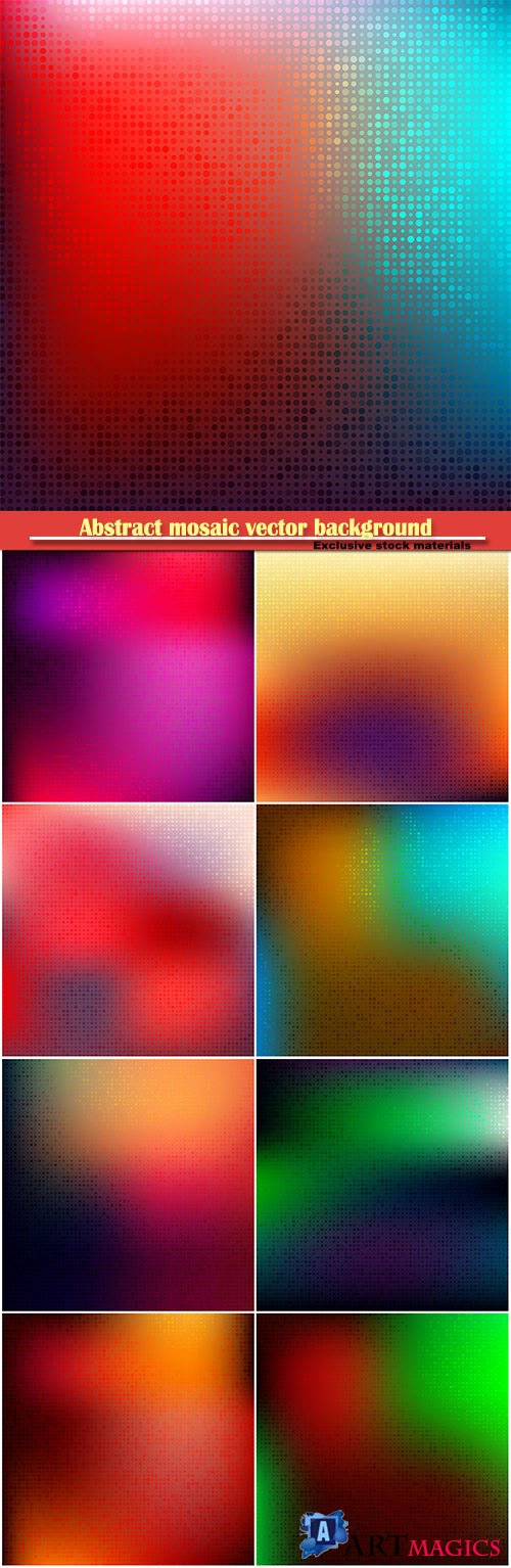 Abstract mosaic vector background with halftone gradient effect