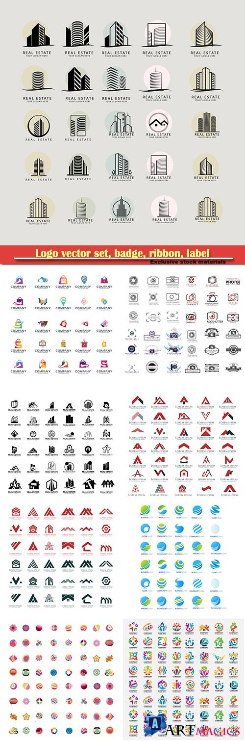 Logo vector set, badge, ribbon, label and  icon