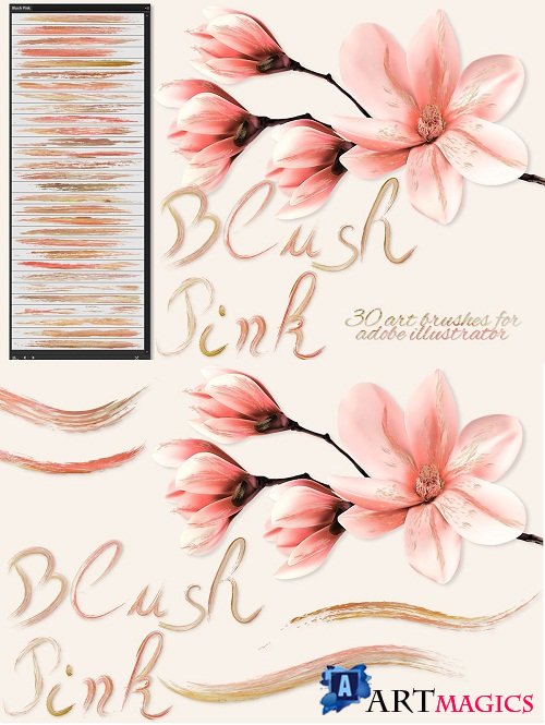 Blush Pink Brushes for Illustrator - 3595049