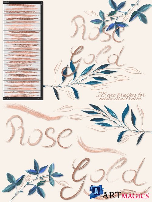 Rose Gold Brushes for Illustrator - 3595429