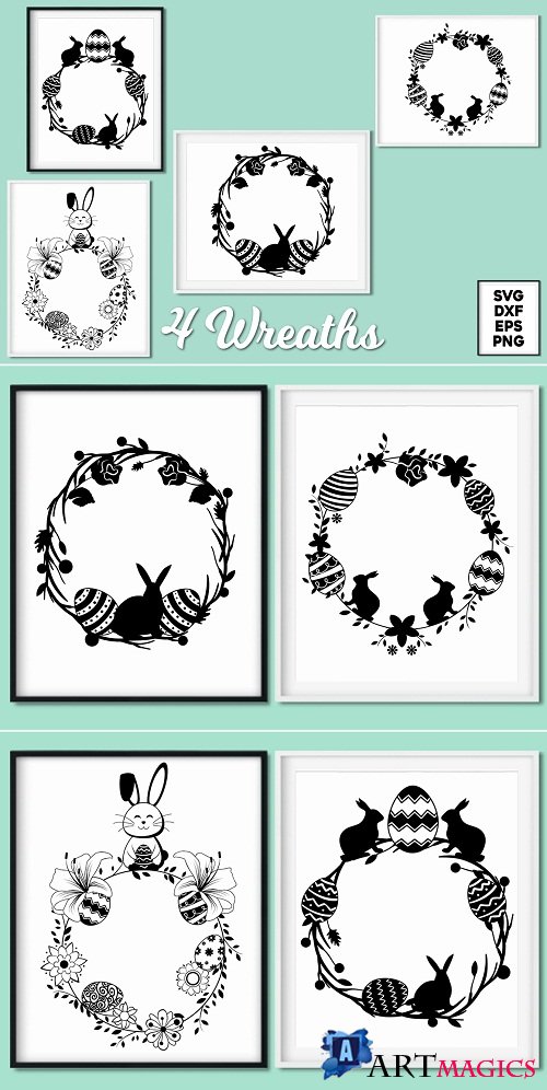 Easter Wreaths SVG Cut Files Pack - 224548