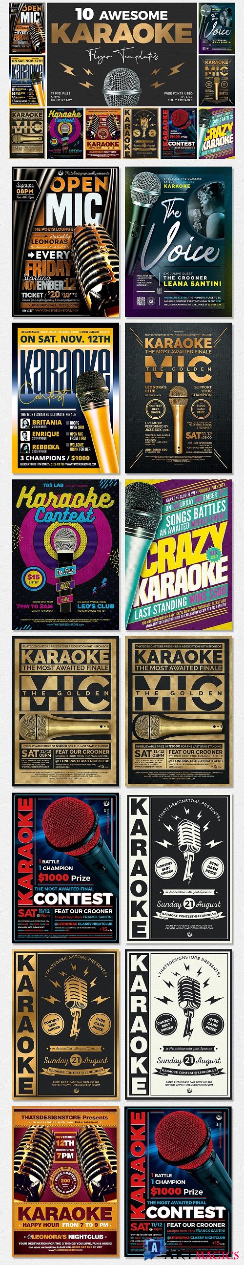 10 Karaoke Flyer Bundle - 3577150
