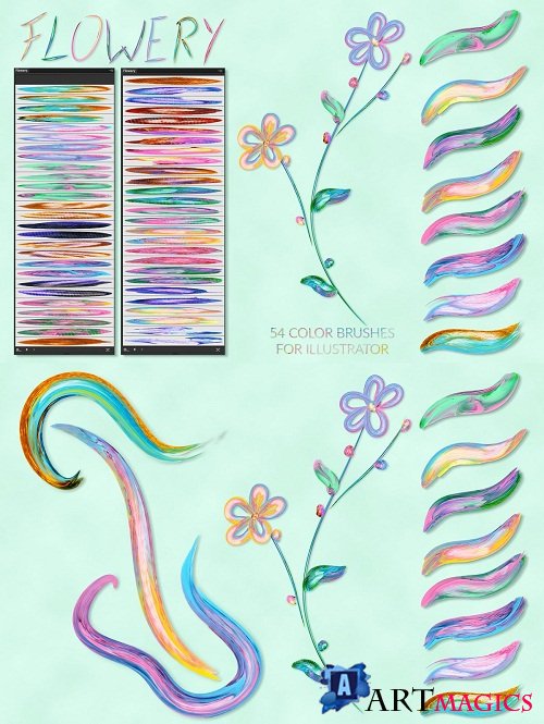 Flowery Brushes for Illustrator - 3589191