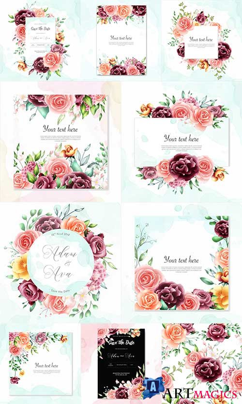     -   / Floral frame for invitations - Vector Graphics