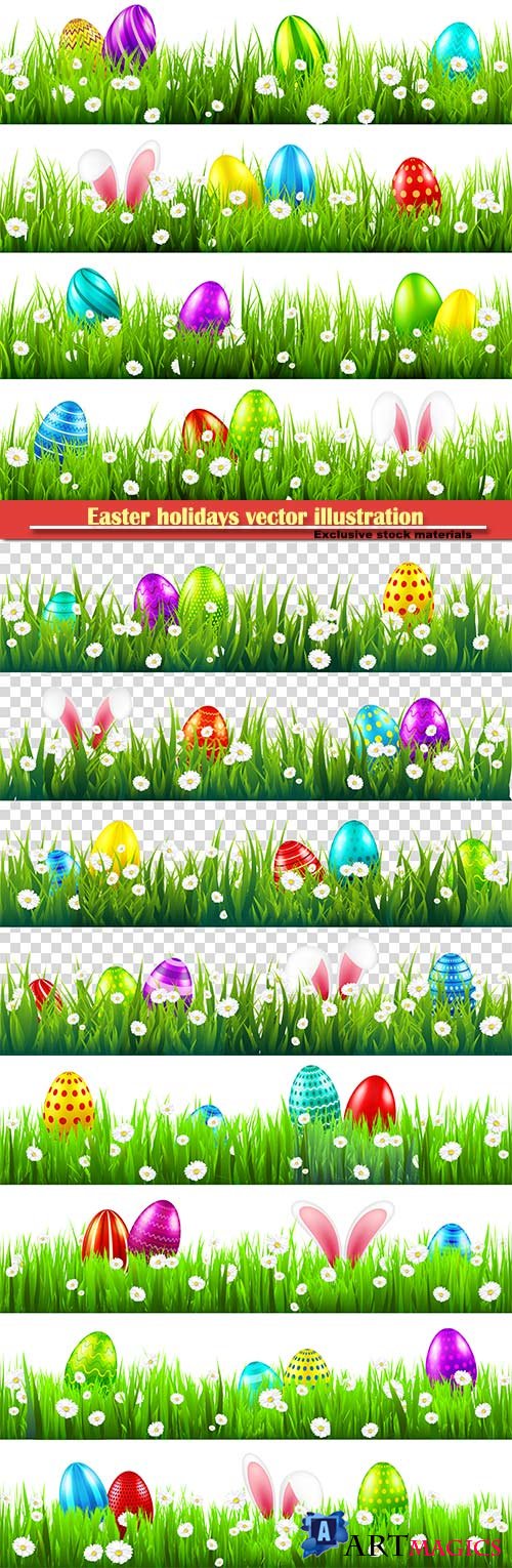 Easter holidays vector illustration, spring flowers card design template # 4