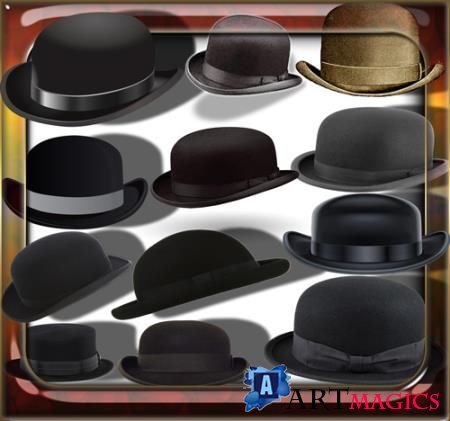 Прозрачные клипарты для фотошопа - Ретро шляпы