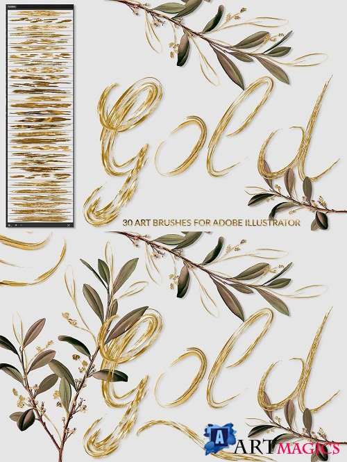 Gold Brushes for Illustrator - 3594669