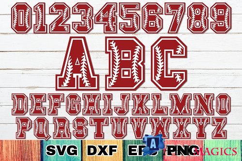 Baseball Letters. Full A-Z Alphabet & Numbers SVG Cut Files - 229541