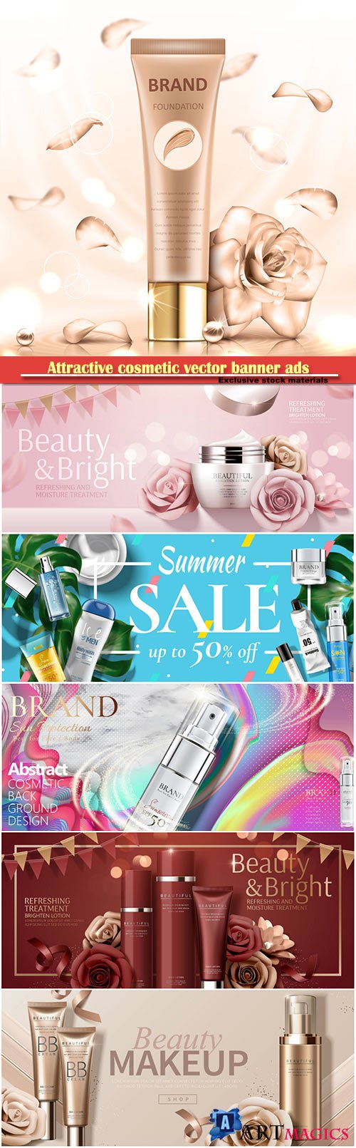 Attractive cosmetic vector banner ads