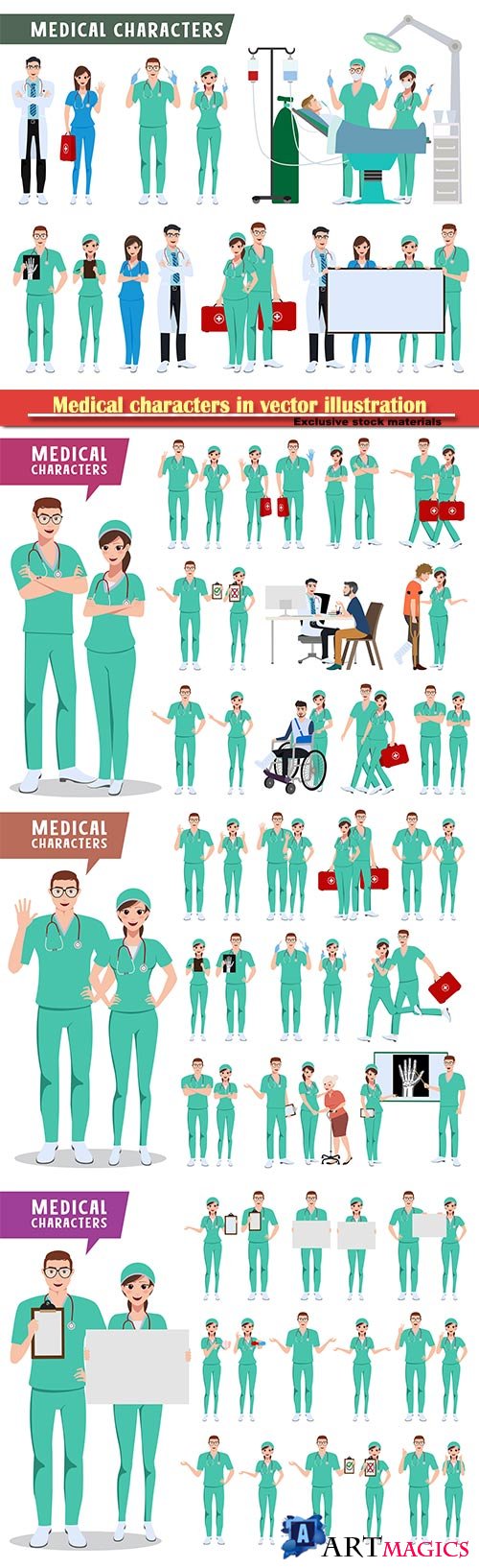 Medical characters in vector illustration