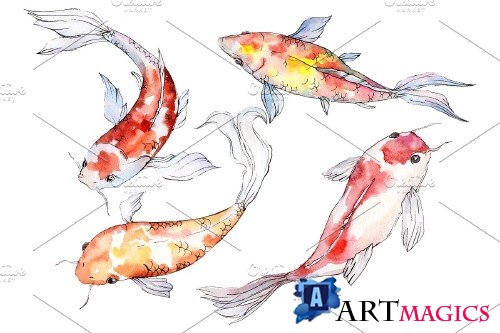 Goldfish-2 Watercolor png - 3639142