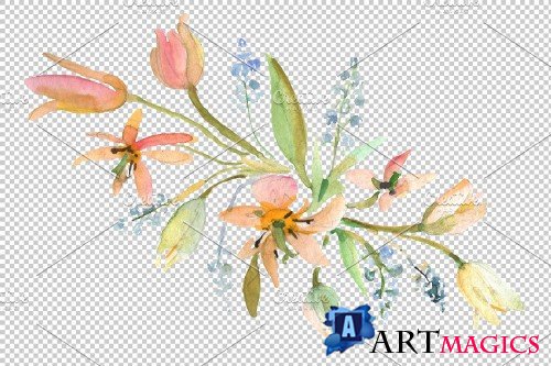 Bouquet Exotic Watercolor png - 3639478