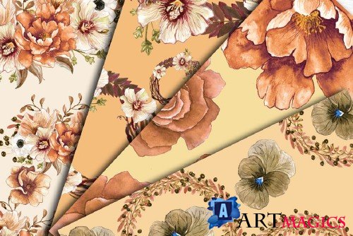 Watercolor floral clip art - 460027