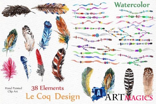 Watercolor feathers - 496982