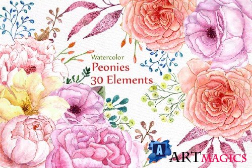 Watercolor wedding flowers clipart - 508427