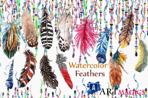 Watercolor feathers - 496982