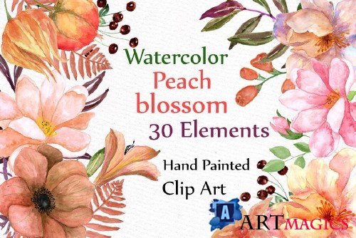 Watercolor flowers clipart - 510208