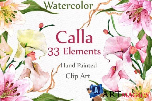 Watercolor floral clip art - 510214