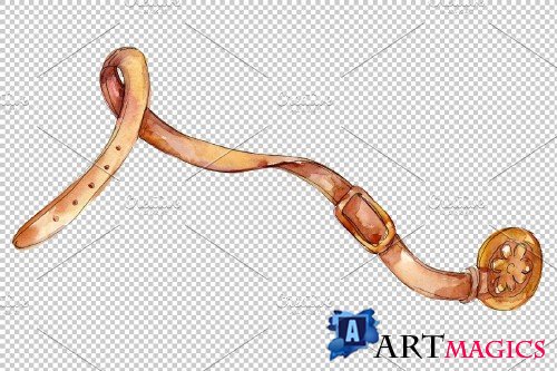 Chains, leather belts Watercolor png - 3639318