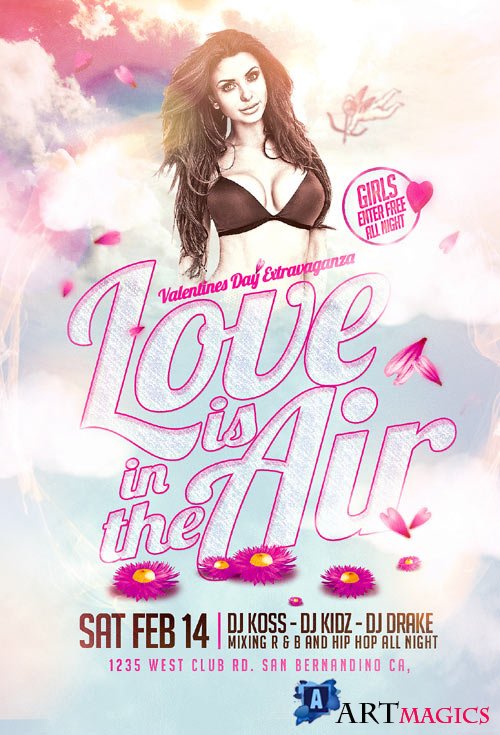 Love is in the air psd flyer template