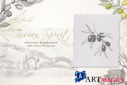 Tuscan Spirit watercolor and vector - 3096917
