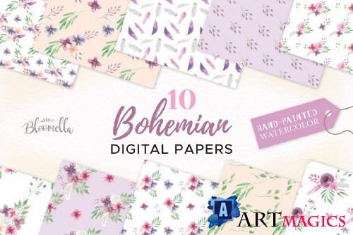 Bohemian Flower Patterns Feather - 2600652