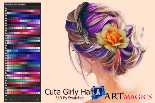 Cute Girly Hair Ps and AI Swatches - 2874579 - 2913442