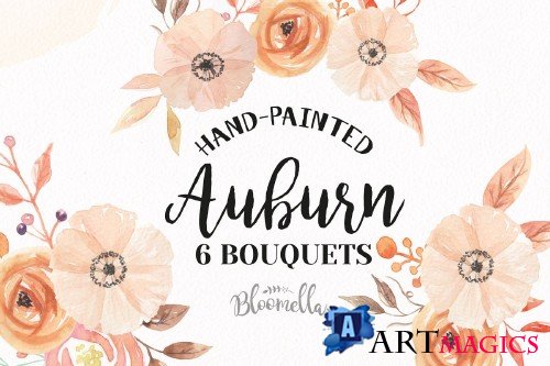 Auburn Watercolor Fall Bouquets - 2639687