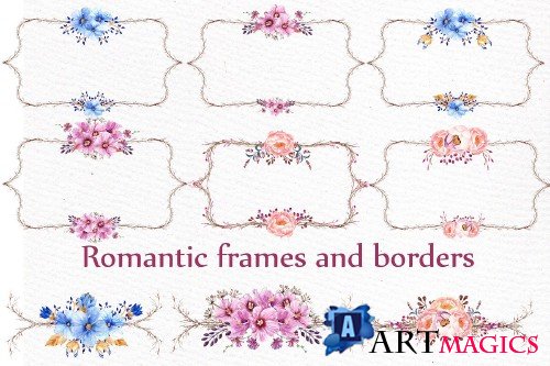 Watercolor frames and borders - 600907