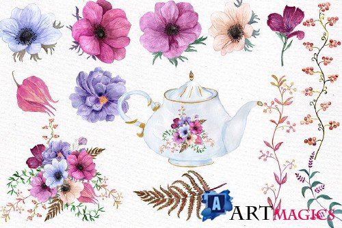 Watercolor wedding flowers - 600878