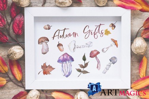 Gifts of autumn PNG watercolor set - 3058476