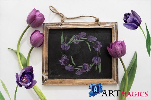 Wonderful black tulips PNG set - 3054013