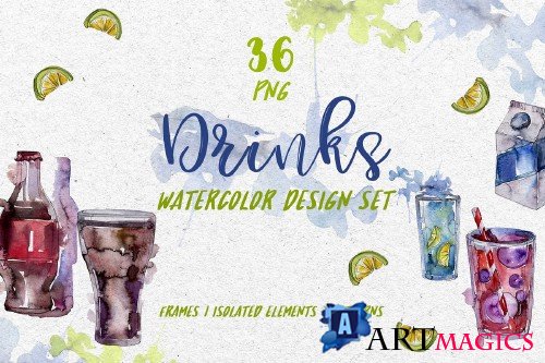 Drinks Refreshing Watercolor Png