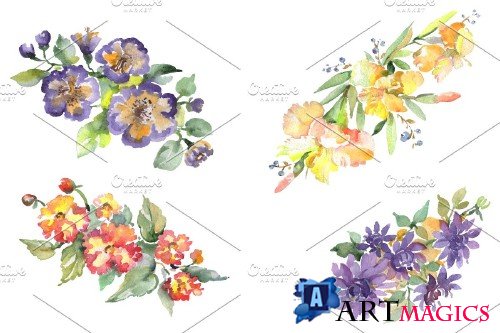 Bouquet Hoverla Watercolor png - 3642601