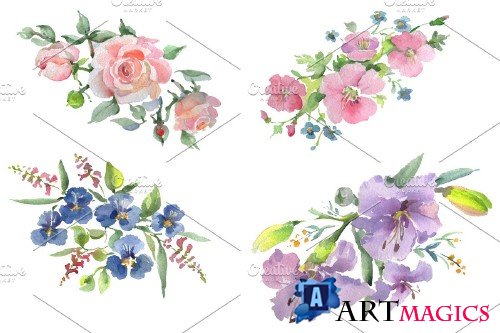 Bouquet Clear morning pink and blue - 3647317