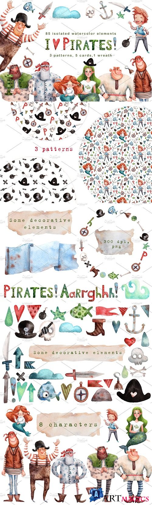 I Love Pirates! - Watercolor Set - 2564446