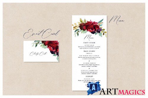 Burgundy - Wedding Invitation Suite - 235055