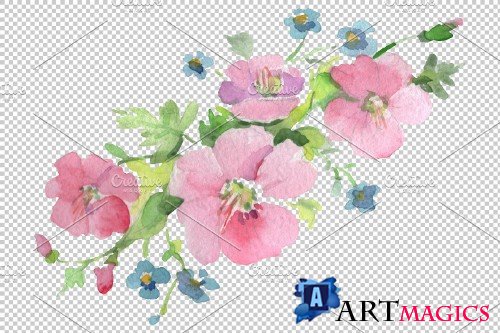 Bouquet Clear morning pink and blue - 3647317