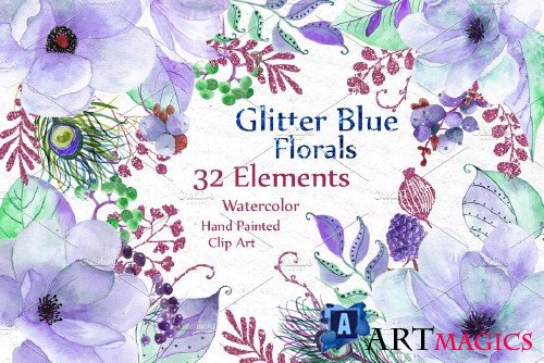 Blue wedding flowers clipart - 636924