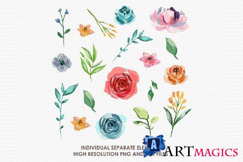 Arnelita - Digital Watercolor Floral Flower Style Clipart - 238941