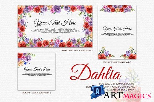 Dahlia - Digital Watercolor Floral Flower Style Clipart - 238957