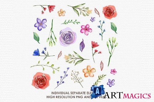 Dahlia - Digital Watercolor Floral Flower Style Clipart - 238957