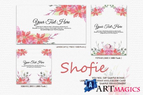 Shofie - Digital Watercolor Floral Flower Style Clipart - 238974