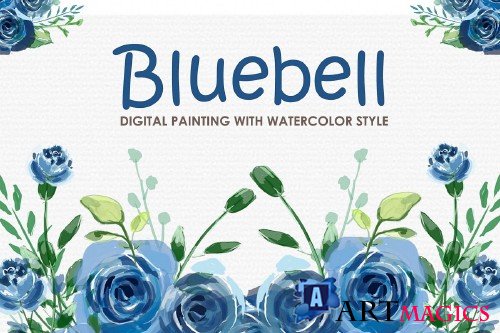 Bluebell - Digital Watercolor Floral Flower Style Clipart - 238951
