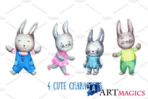 Sunny Bunny - Watercolor Clip Art - 2668217
