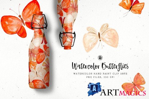 Watercolor Butterflies - 3653116
