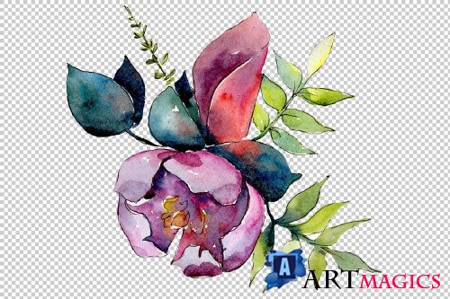 Bouquet of tropical flowers PNG set - 3079044
